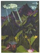 Ernst Ludwig Kirchner Landscape in Graubunder with sun rays USA oil painting artist